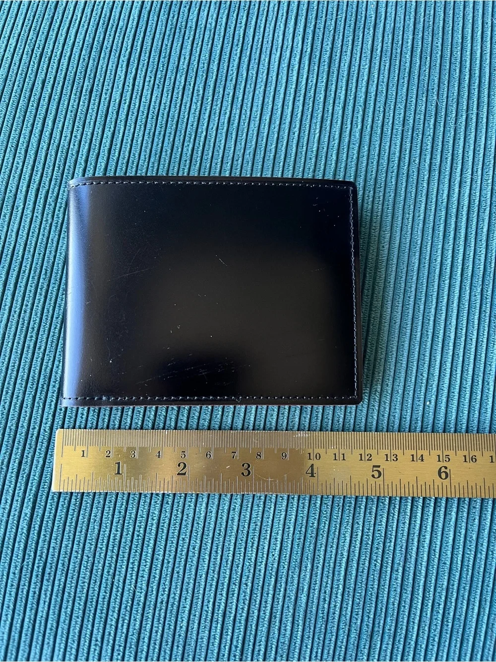 New Ganzo Cordovan Genuine Leather Bifold Wallet Purse Black Natural Undyed